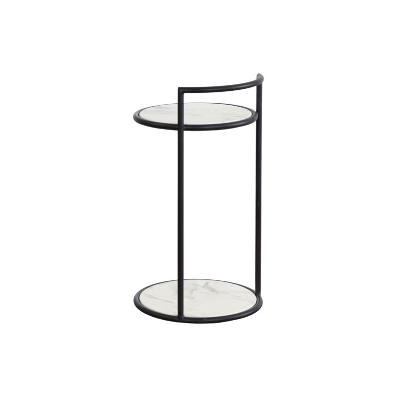 Parga Outdoor Round Side Table, White, Black