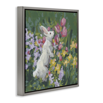 «Bunny in Garden Impression Floating Frame», conception de June Erica Vess