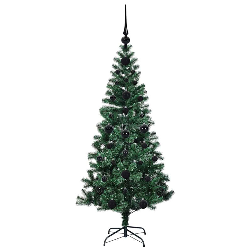 vidaXL Artificial Pre-lit Christmas Tree Green PVC and Metal, 3.94 ft