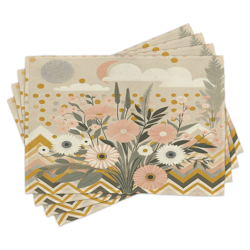 Ensemble de 4 napperons Ambesonne Floral Eucalyptus