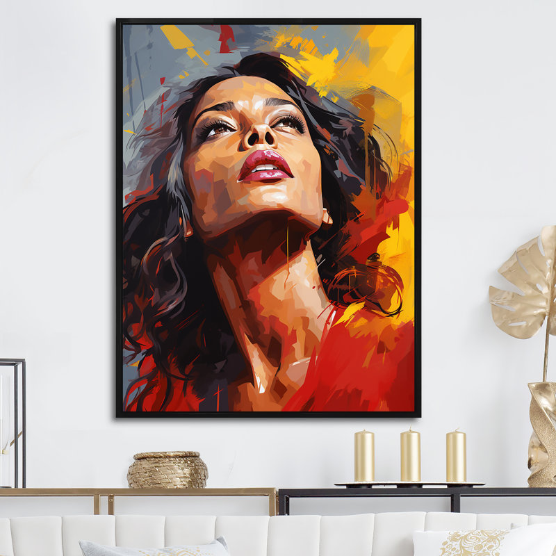 Portrait de Pop art bordeaux bourgogne - célébrités_105713, H 32 po x l 16 po x P 1 po, Cadre flottant noir