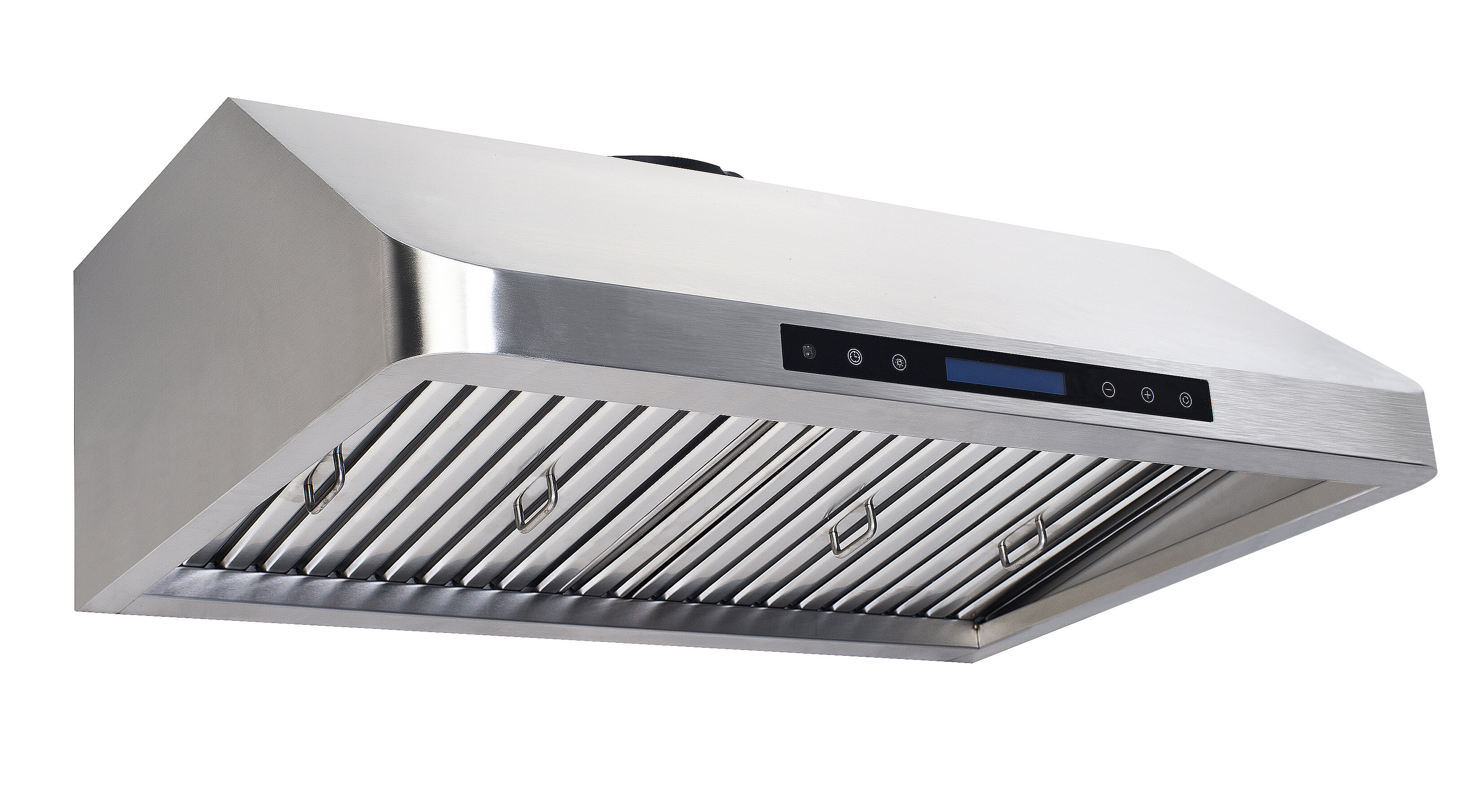 30 in. 900 CFM Ducted Under Cabinet Range Hood in Stainless Steel and Black Glass with Lights, Silver