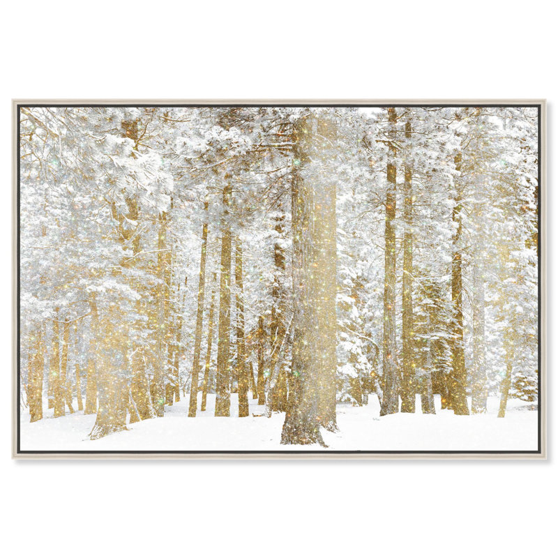 «Woods in Diamonds Canvas Glam Winter», art mural par Art Remedy, Cadre doré, H 31 po x l 46 po