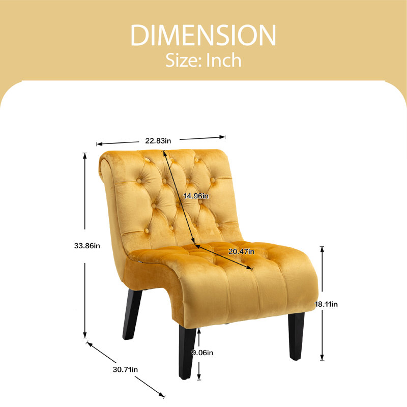 Guendalina Velvet Accent Chair, Yellow Velvet