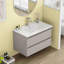 Meuble-lavabo mural de 32 po avec lavabo combiné, tiroirs doubles, façades de tiroirs arrondies, système de fermeture en douceur, lavabo en céramique, conception sans poignée, bois massif, facile à installer-130140813-130140818