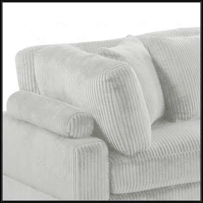 Bentley Modern Style Corduroy Fabric Upholstered Corner Wedge With Wood Frame In Gray, Perfect For Contemporary Living Spaces