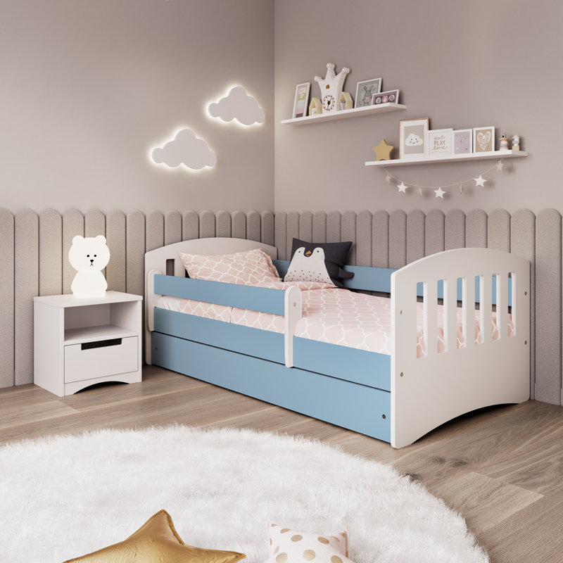 Hermes Convertible Toddler Bed and Mattress by Mack + Milo, European Toddler (80 x 180cm), Blue/White