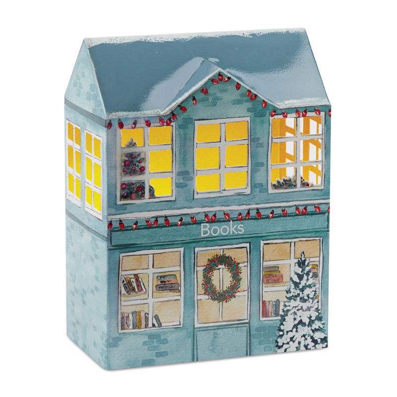 Bibliothèque Iron Village avec décorations DEL H 12 po