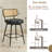Swivel Upholstered Counter Stools With Rattan Back-970377917-970377913