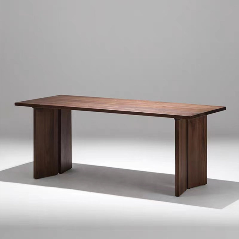 Nut-brown Rectangular Solid Wood Dining Table, 29.53"H x 78.74"L x 35.43"W