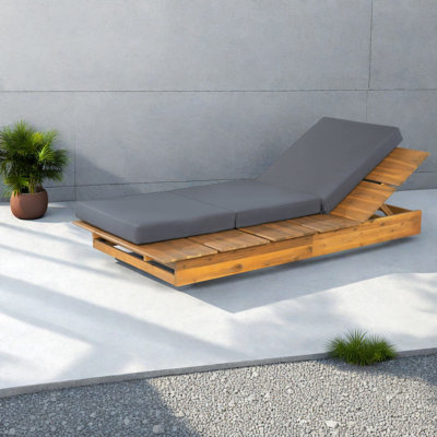 Méridiennes de patio réglables, chaise longue de piscine moderne en teck de bois d'acacia