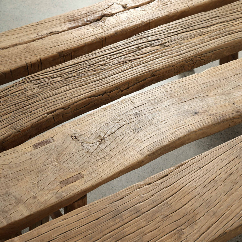 Lily's Living Vintage Noodle Bench, Weathered Natural Wood Finish , 20" H x 60" W x 5.5" D