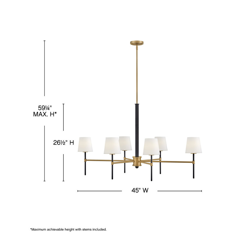 Saunders 45" Six-Light Shaded Linear Chandelier