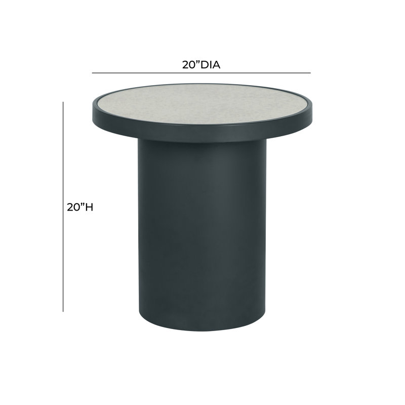 Nautilus Antique Silver Mirrored Round Side Table