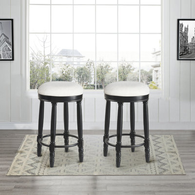 Ensemble de 2 tabourets de bar, pivotant à 360 degrés et siège pivotant en bois à hauteur de comptoir, siège à coussin, tabouret de bar parfait pour la salle à manger et le salon (hauteur 26 po)