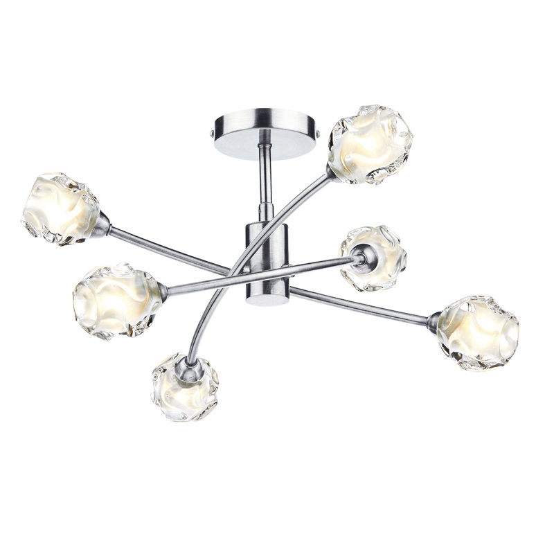Mcdermott Glass Semi Flush Mount, Satin Chrome