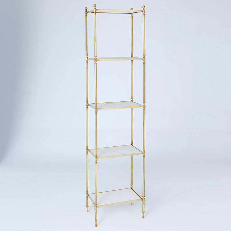 Etagere Bookcase, Brass/White