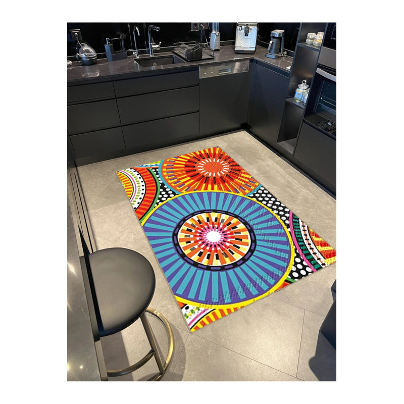 Modern Decorative Carpet With Multicoloured Geometric Shapes And Plaque Pattern, Rectangle 2'4" x 4'
