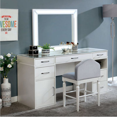 Ensemble coiffeuse avec tabouret et miroir Ruppert
