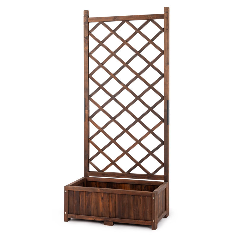 67 In. Wood Planter Raised Garden Bed With Trellis