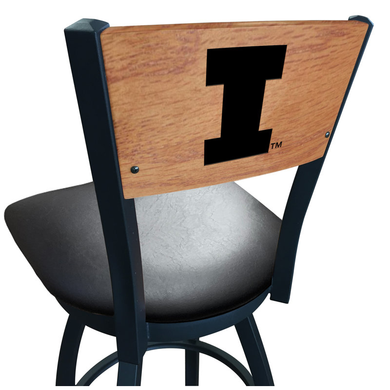 Tabouret tournant NCAA, Vinyle noir, Fighting Illini de l'Illinois, Tabouret de comptoir (siège d'une hauteur de 25 p