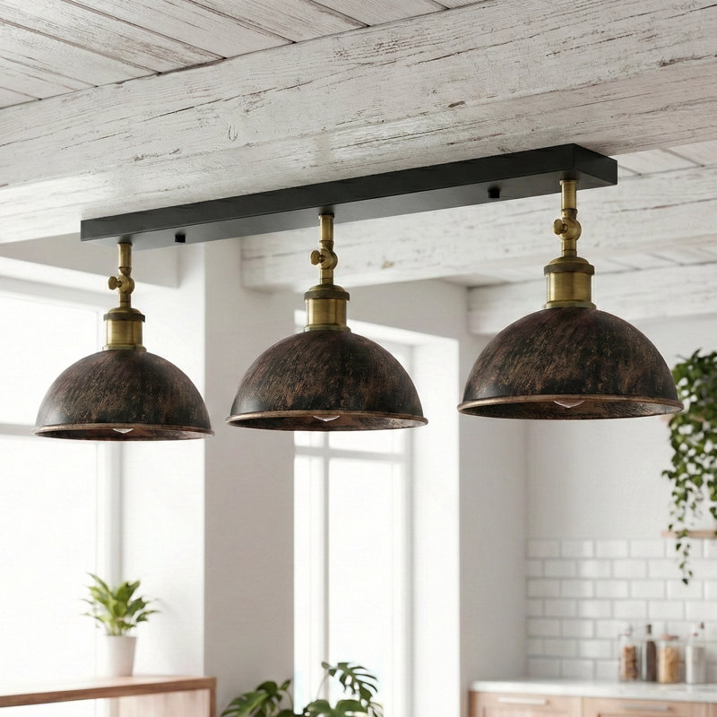 Plafonnier semi-encastré 3 lumières E26, Dome