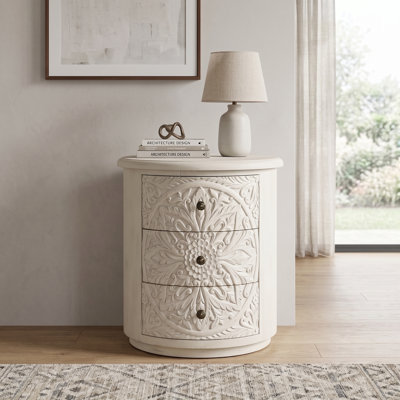 Commode d'appoint cylindrique peinte à 3 tiroirs
