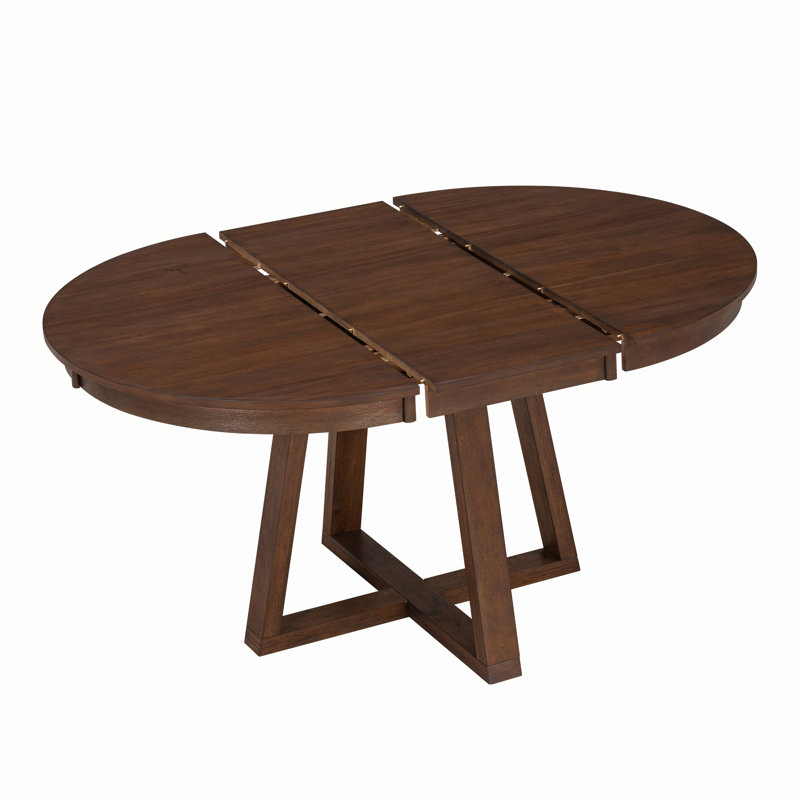 Ensemble de salle à manger 5 pièces avec table ronde, rallonge de 16 po et 4 chaises rembourrées, Walnut
