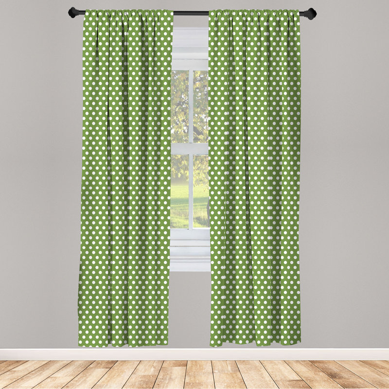 Polka Dots Semi-Sheer Rod Pocket Sliding Panel, 28" x 95"