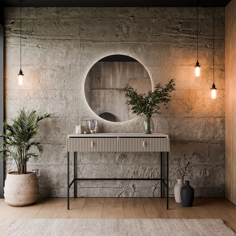 Deonni Dressing Table with Mirror, Cashmere