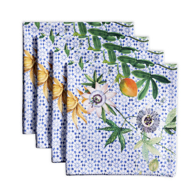 Ensemble de 4 serviettes de table douces et confortables 100% coton Maison D'Hermine Passiflora