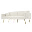 Beige Teddy Convertible Sofa Bed,3 Position Adjustable Settee With Storage Pockets-1199205668