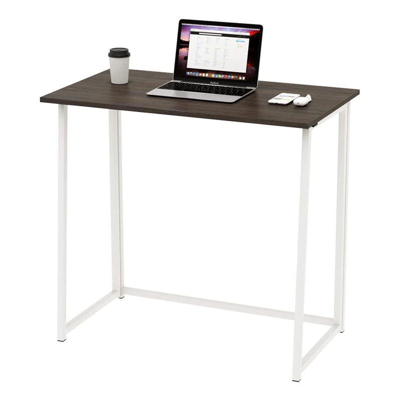 Dontavias Metal Base Computer Desk, Dark Oak