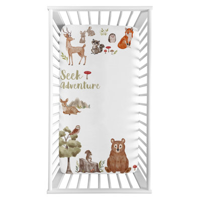 Watercolor Woodland Forest Animals Photo Op Fitted Crib Sheet