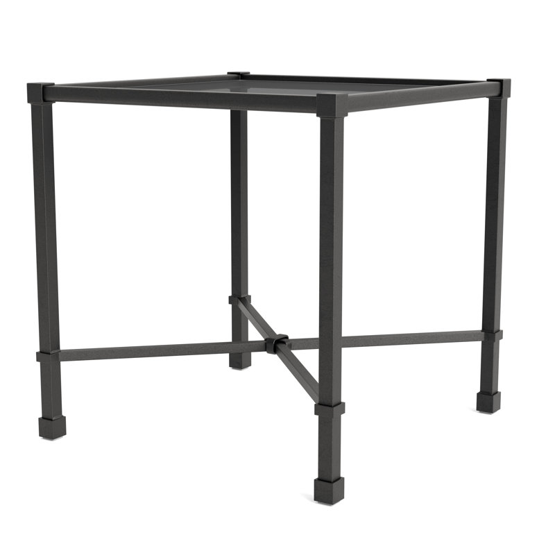Venetian Outdoor Square Side Table, Textured Pewter