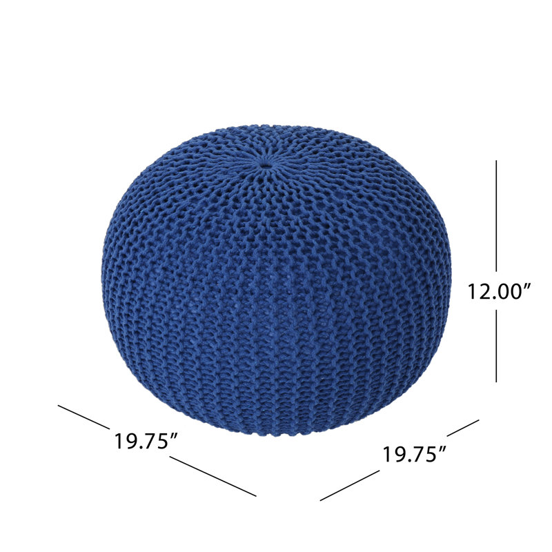 Pouf rond en coton tricoté bleu marine Bordeaux - Tabouret de repose-pieds polyvalent et coussin de plancher décoratif pour le salon