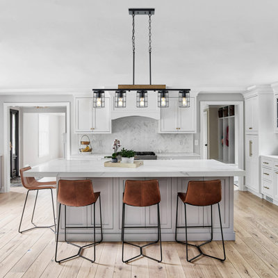 5-Light matte black adjustable iron pendant lamp