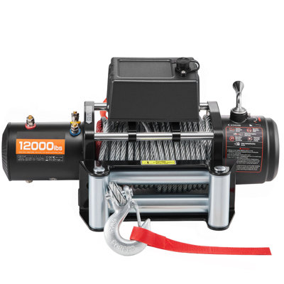 Electric Winch, 12000 lbs Load Capacity, 12V DC Truck Winch with Φ7/20 in x 85 ft Steel Rope, Wireless & Wired Remote Control, Suitable for Towing SUV Jeep Trailer Boat Off-Road Vehicle