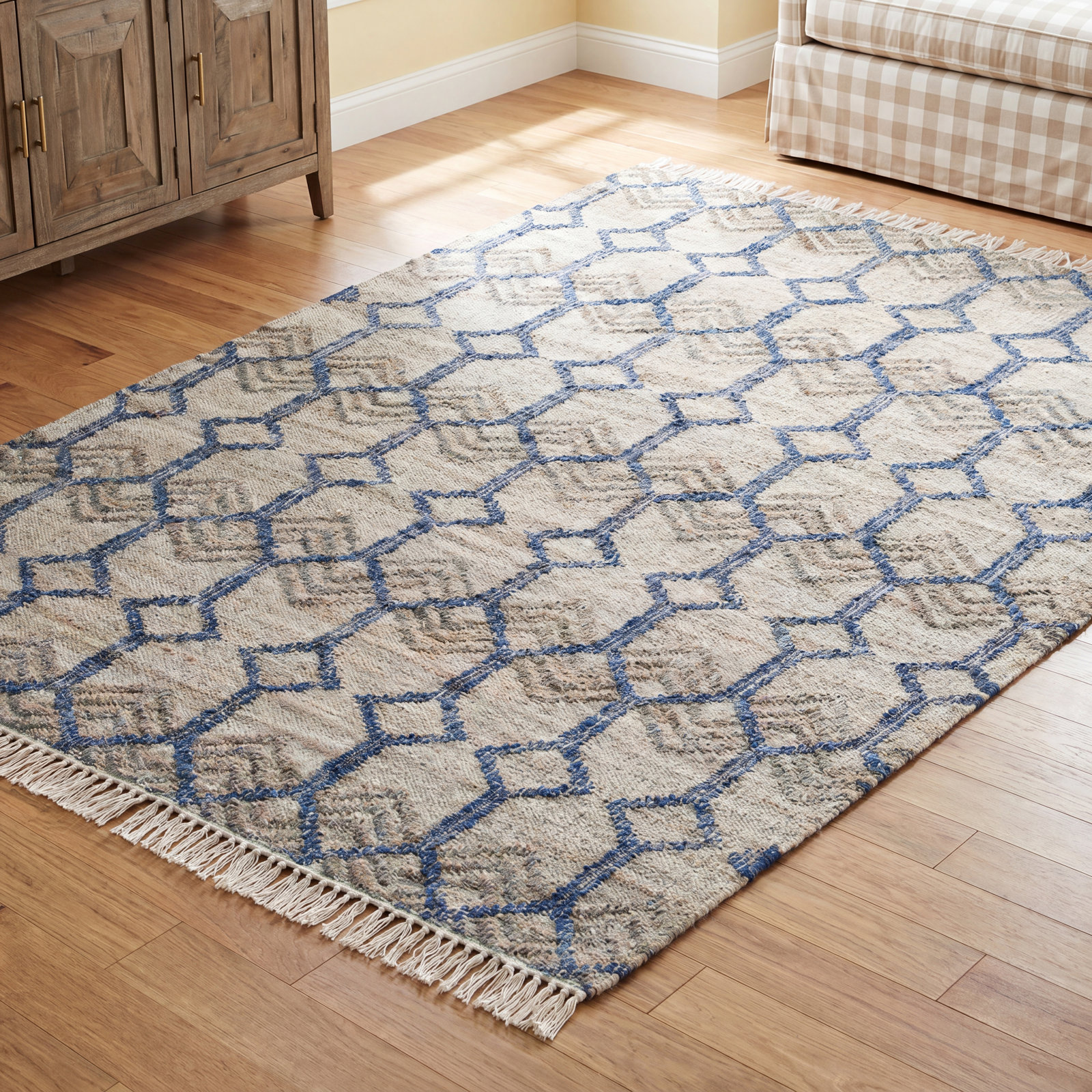 Duran Gray Hand-Loomed Geometric Jute Rug, Rectangle 8' x 10'
