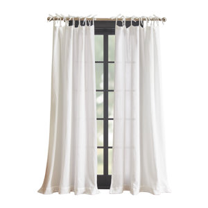 DKNY Pure Cotton Gauze Tietab Offwhite Curtain Panel Pair (Set of 2)