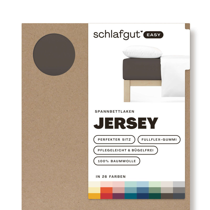 100% Cotton Jersey Knit Fitted Sheet, Sand Deep, L 140 x 200cm - 160 x 200cm