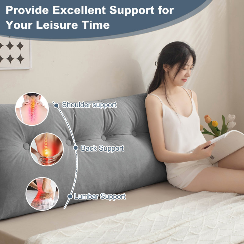Triangle Headboard Pillow Wedge Backrest Cushion For Bed Headboard Gap, 20" H x 39" W