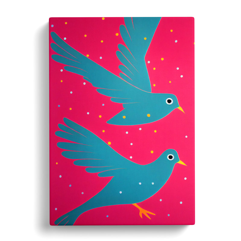 Two Dove Birds - Wrapped Canvas, 50cm H x 35cm W x 3cm D