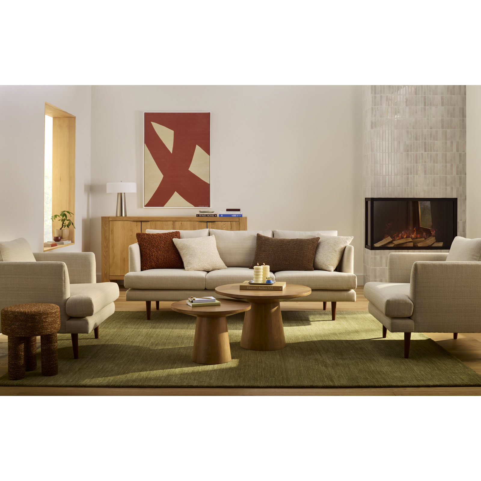 Althena Hand Loomed Wool Green Rug, Rectangle 9' x 12'