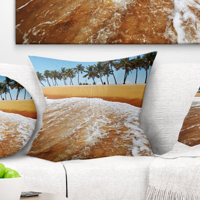 Coussin Seascape, belle plage avec rangée de palmiers