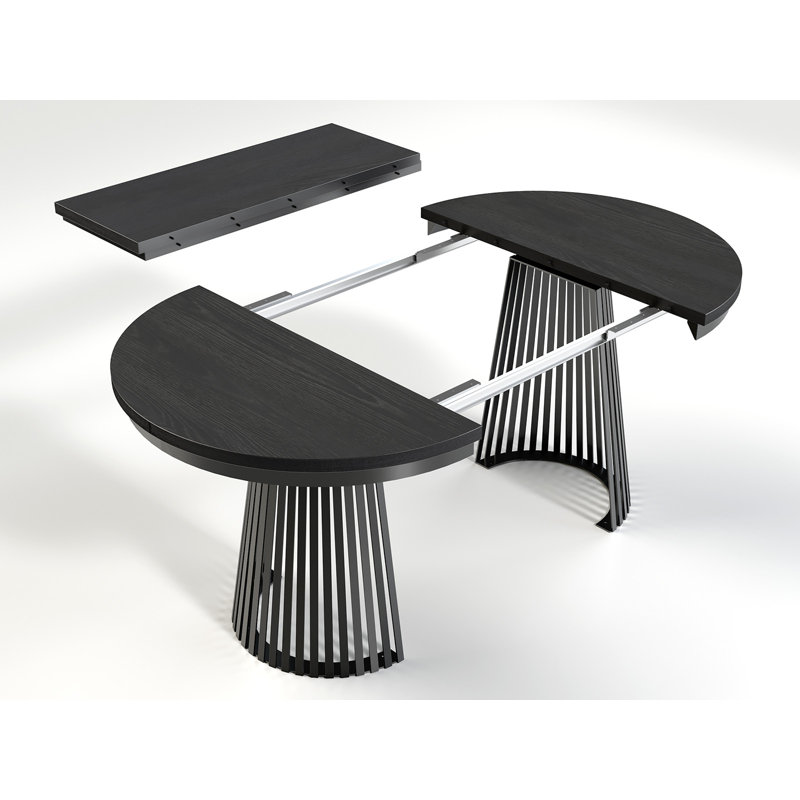 Extendable Metal Base Dining Table, Black, Golden Kraft