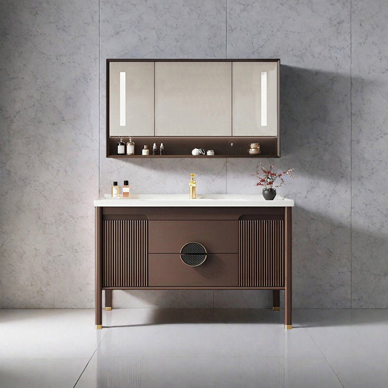 Nouvelle armoire de salle de bain de style chinois, H 32,67 po x l 51,57 po x P 19,68 po