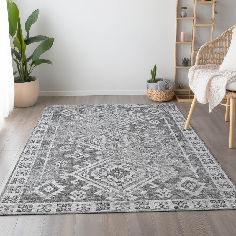 Premium Machine Washable Driessen AMF73 Ash Rug, Rectangle 10' x 14'