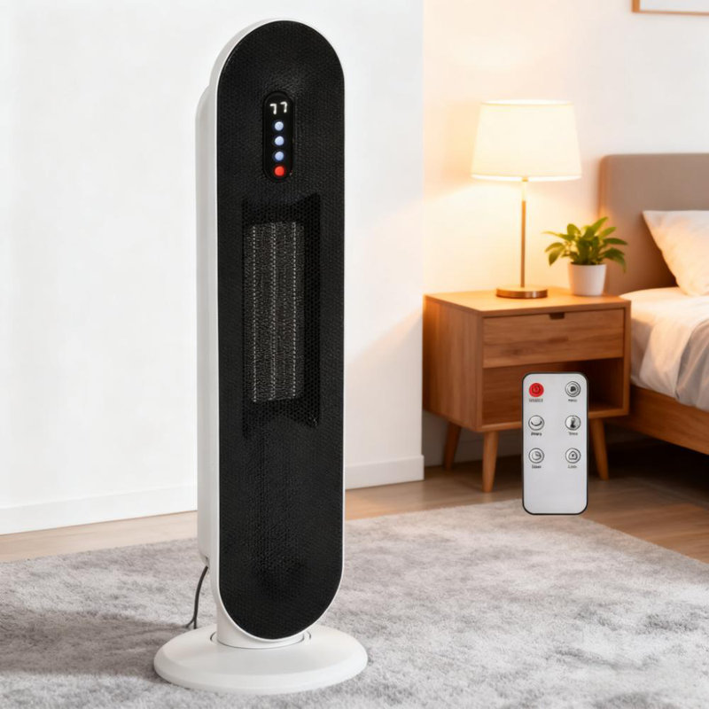 Chaufferette tour en céramique de 25 po avec thermostat réglable, oscillation à 45 °, minuterie de 24 heures, télécommande, 1500 W pour 215 pieds carrés, protection contre le renversement et la surchauffe