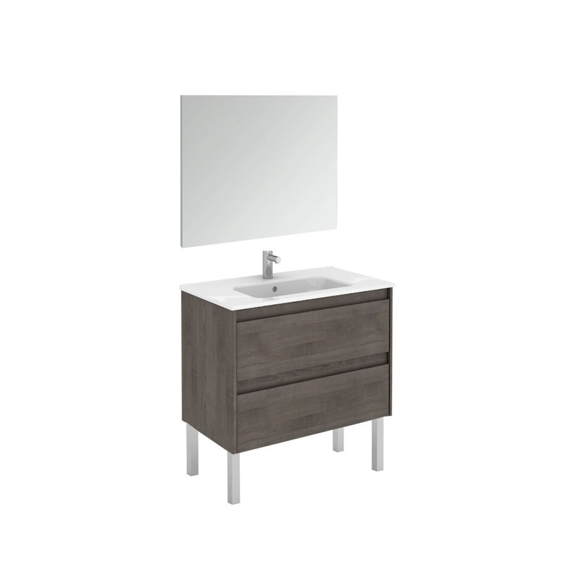 Ambra 23.8'' Single Bathroom Vanity with Ceramic Top, Samara Ash, 24"